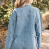 Beau Blue Multi Patched Pockets Side Tie up Boyfriend Style Denim Jacket