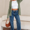 Green Bay Scalloped Edge Eyelet Knit Batwing Sleeve Cardigan