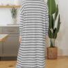Black Stripe Print Open Front Duster Cardigan