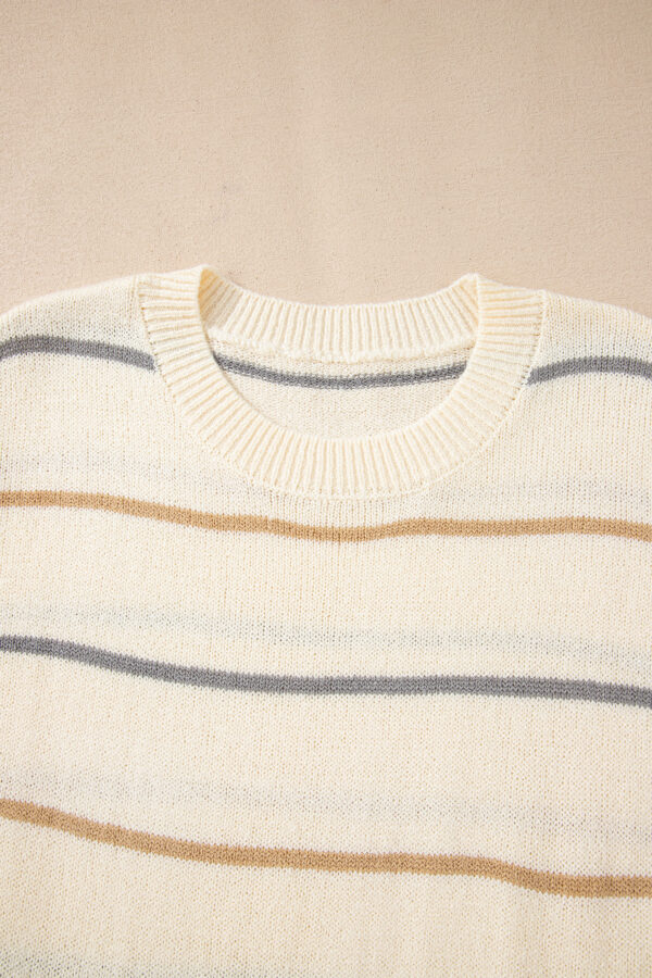 Multicolour Striped Print Drop Shoulder Shift Sweater Mini Dress