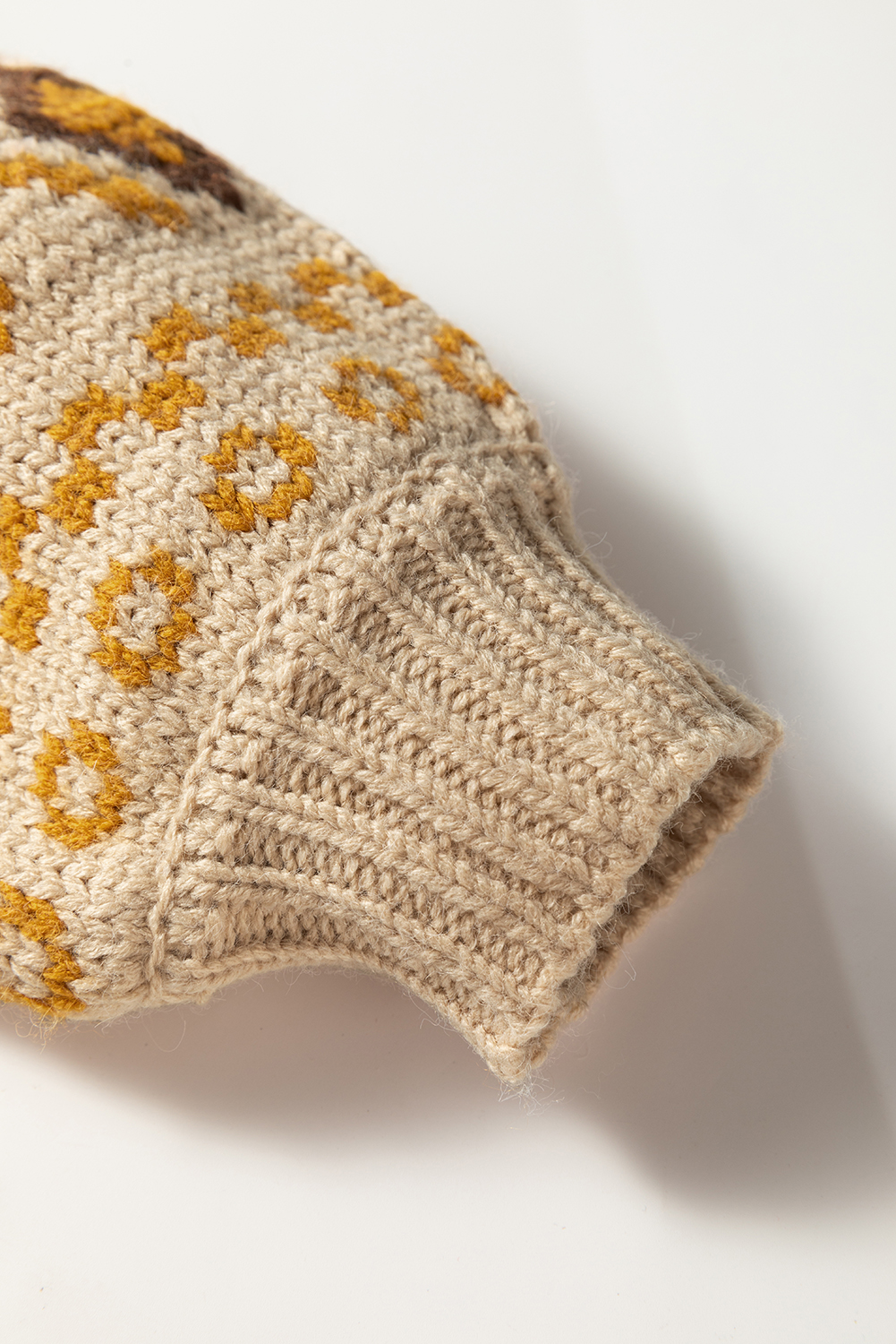 Khaki Western Pattern Knitted Button V Neck Cardigan Sweater - Image 7