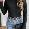 Black Mock Neck Thermal Lined Long Sleeve Tee