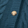 Peacock Blue Cable Knit Button Front Pocketed Baggy Cardigan