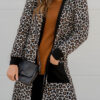 Black Leopard Patched Pocket Open Front Cardigan