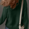 Dirty blue Solid Color Front Seam Drop Shoulder Loose Sweater