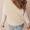 Beige Corduroy Stand Neck Zipped Puffer Vest