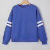 Navy Blue Varsity Striped Detail Drop Shoulder Oversized Sweatshirt