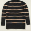 Black Stripe Buttoned V Neck Drop Shoulder Loose Cardigan