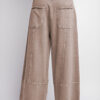 Smoke Gray Mineral Wash Exposed Seam Drawstring Elastic Waistband Wide Leg Cargo Pants