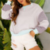 Jet Stream Striped Colorblock Patchwork Drop Shoulder Sweatshirt