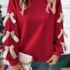 Myosotis Contrast Bow Decor Dropped Sleeve Crewneck Sweatshirt