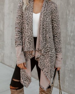 Leopard Open Front Cardigan