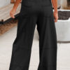 Black Mineral Wash Exposed Seam Drawstring Elastic Waistband Wide Leg Cargo Pants