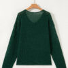 Blackish Green Plus Size Golden Accent Buttons Short Sweater Cardigan