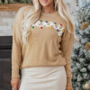 Smoke Gray Merry Colorful Dot Detail Christmas Drop Shoulder Sweater