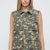 Green Camo Cargo Denim Vest