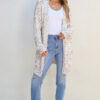 White Confetti Rib Knit Long Sleeve Cardigan