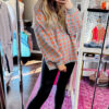 Pink Checkered Oversized Side Slit Sweater