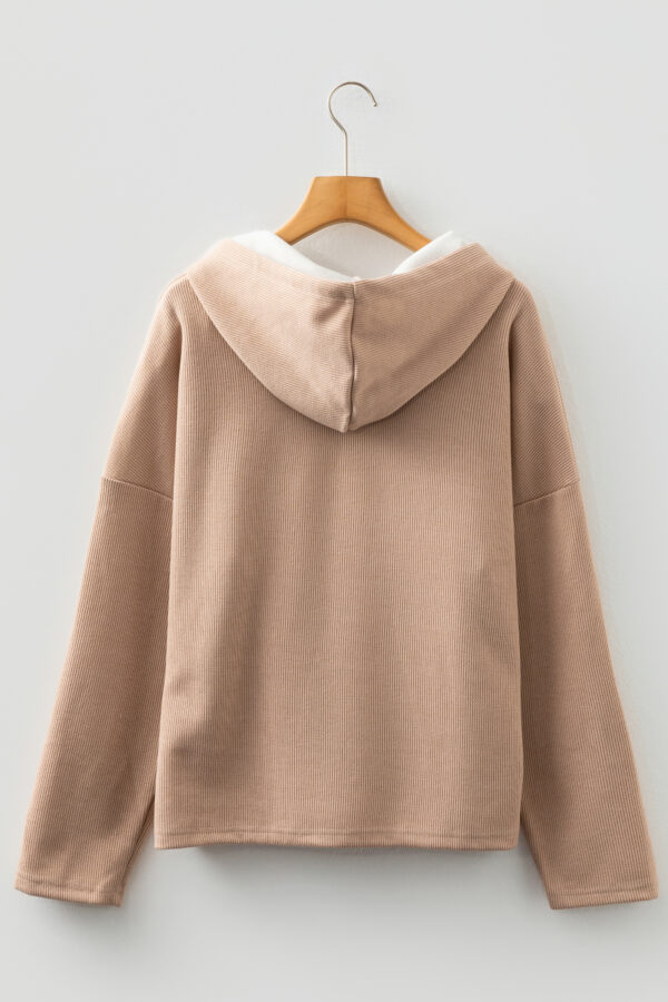 Parchment Thermal Textured Leopard Drawstring Baggy Hoodie