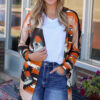 Orange Western Tribal Aztec Print Cardigan
