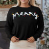 Black Merry Colorful Dot Detail Christmas Drop Shoulder Sweater
