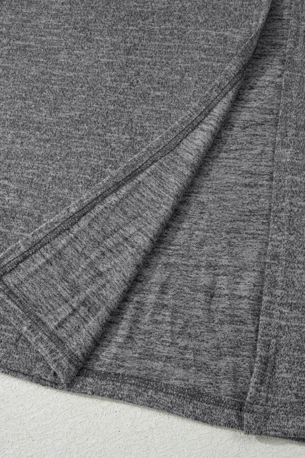 Dark Grey 3pcs V Neck T Shirt Ribbon Knot Pants Open Duster 3pcs Lounge Set