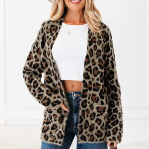 Brown Leopard Open Casual Cardigan