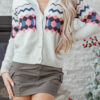 Pink Stripe Geometric Button Up Sweater Cardigan