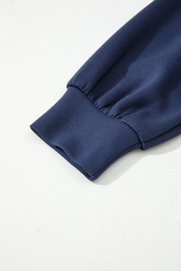 Light Grey Color Block Patchwork V Neck Drawstring Hoodie