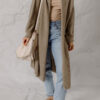 DUNE Solid Color Textured Knit Open Front Oversize Midi Sweater Cardigan