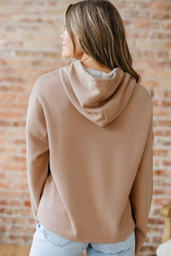 Parchment Thermal Textured Leopard Drawstring Baggy Hoodie