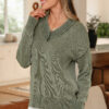 Four Leaf Clover Mineral Wash V Neck Knit Exposed Seam Drop Shoulder Loose Sweater