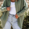 Laurel Green Waffle Knit Open Front Cardigan