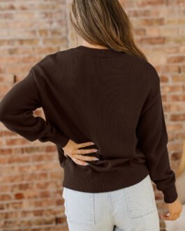 Chicory Coffee Howdy Embroidered Graphic Western Sweater