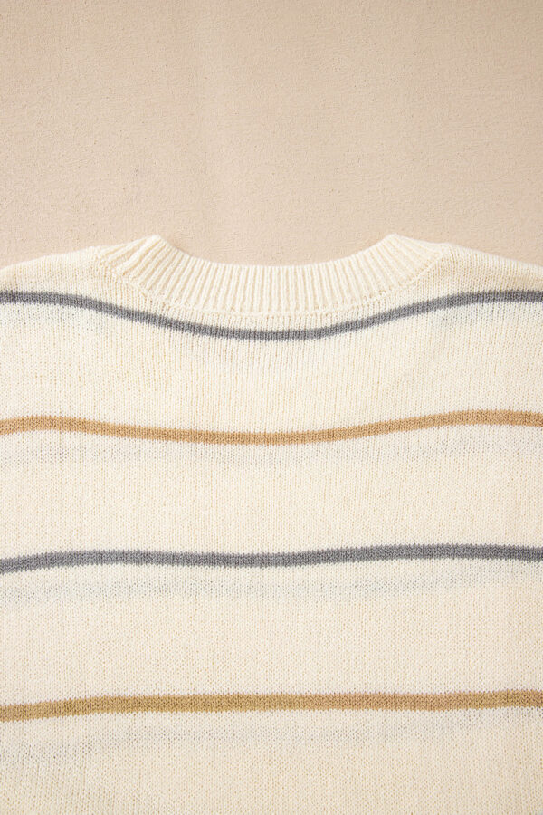 Multicolour Striped Print Drop Shoulder Shift Sweater Mini Dress