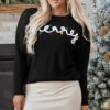 Black Merry Colorful Dot Detail Christmas Drop Shoulder Sweater