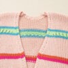 Multicolour Open Front Striped Pattern Knit Oversize Cardigan