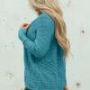 Lapis Mix Pattern Hollowed Knit Open Front Cardigan