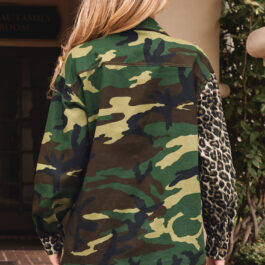 Brown Leopard Camo Patchwork Oversize Shacket