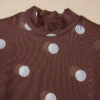 Black Vintage Polka Dot Print Mesh Long Sleeve Bodysuit