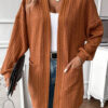 Canton Textured Knit Side Pockets Open Front Cardigan