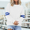 Navy Blue Varsity Striped Detail Drop Shoulder Oversized Sweatshirt
