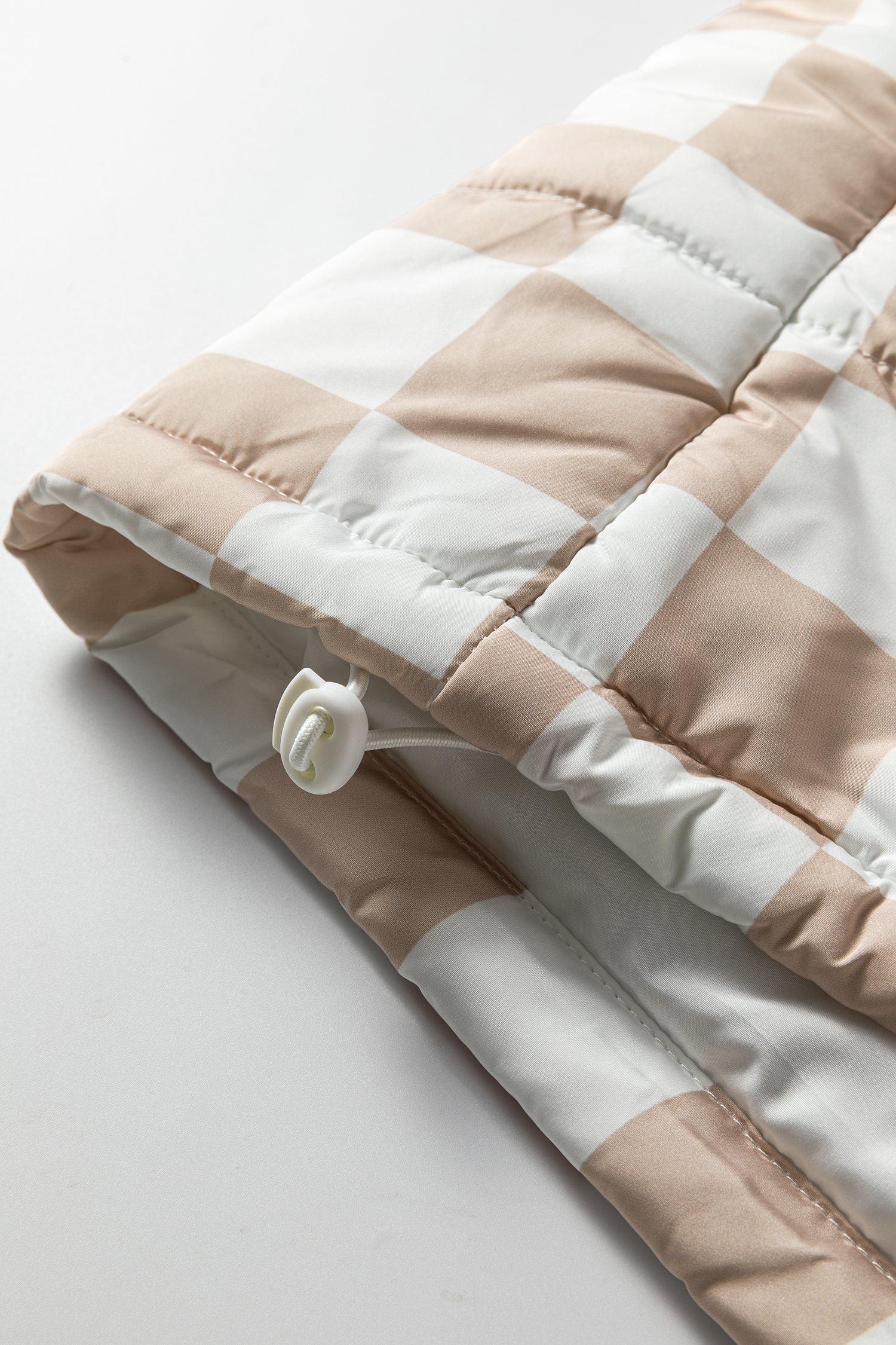 Khaki Contrast Plaid Quilted Button Zip Up Vest - Image 8