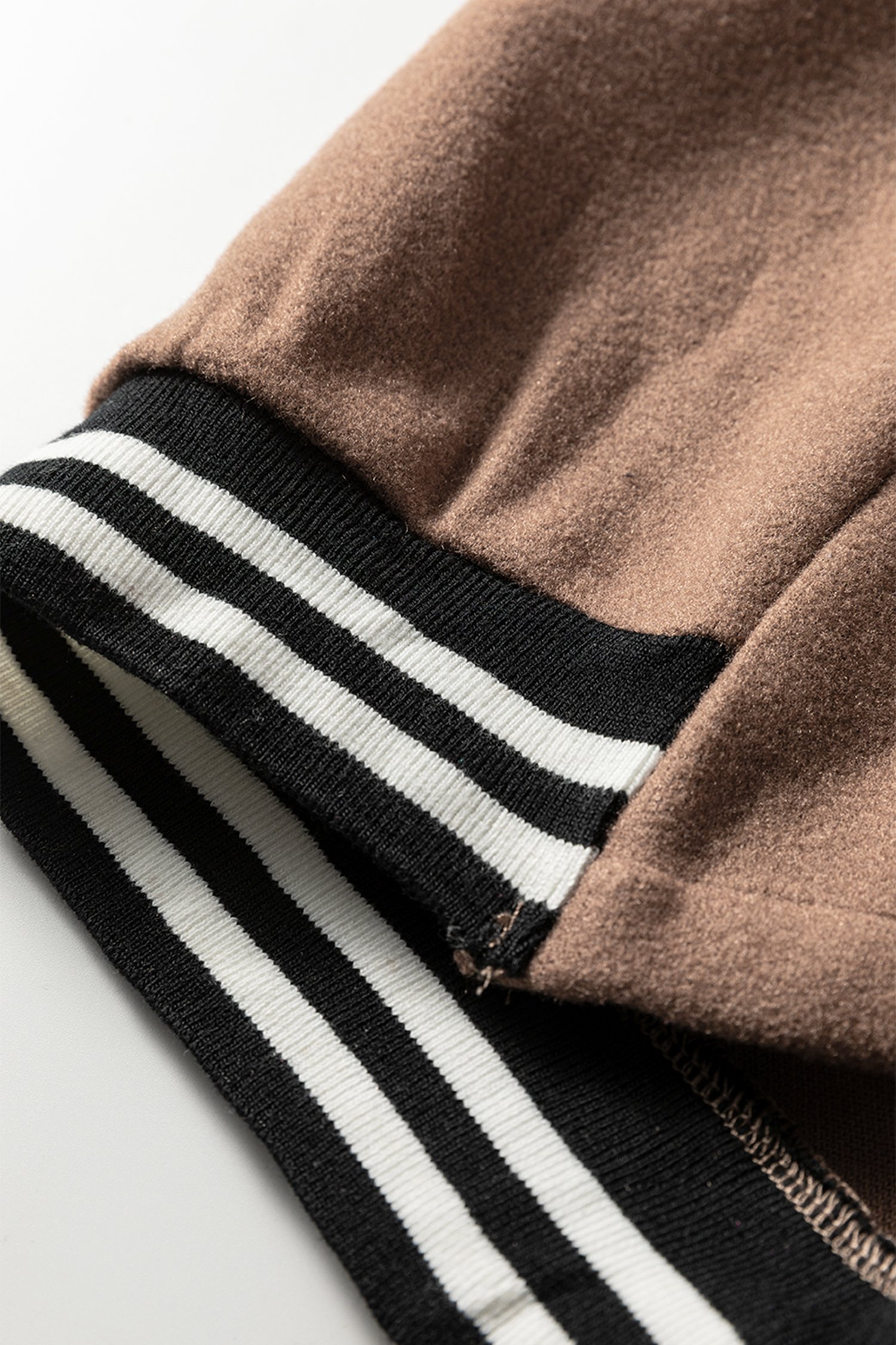 Dark Khaki Contrast Cuffed Drop Shoulder Zip up Tunic Hoodie - Image 7