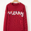 Racing Red Merry Colorful Dot Detail Christmas Drop Shoulder Sweater