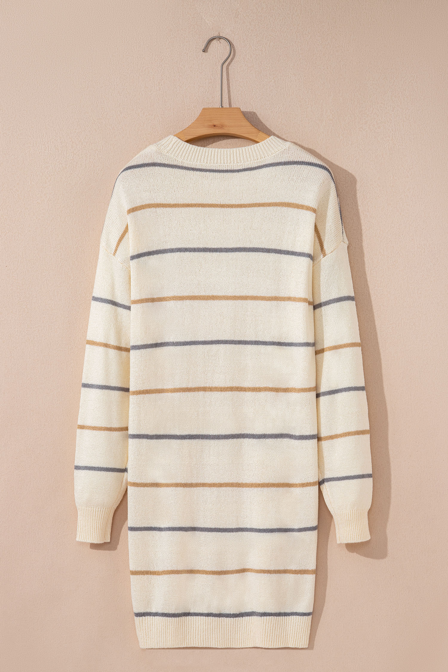 Multicolour Striped Print Drop Shoulder Shift Sweater Mini Dress - Image 4