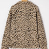 Parchment Leopard Polo Collar V Neck Pullover Top