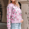 Delicacy Sweet Floral Print Drop Shoulder Cropped Sweater