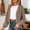 Goat Mixed Texture Knit Button V Neck Sweater Cardigan