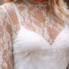 White Sheer Lace Mesh Mock Neck Slim Fit Long Sleeve Top